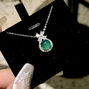 925 Sterling Silver Emerald Butterfly Necklace Lifestyle View