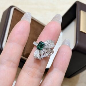 925 Sterling Silver Emerald Butterfly Ring Packaging View