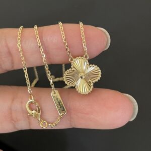 925 Sterling Silver Engraved Clover Necklace Lifestyle View
