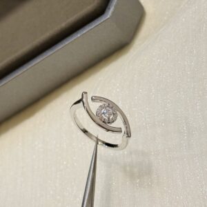 925 Sterling Silver Eye Motif Smooth Ring Close Up
