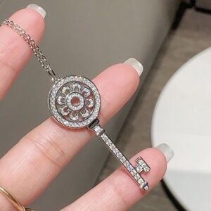 925 Sterling Silver Floral Eye Key Necklace Jewelry Display