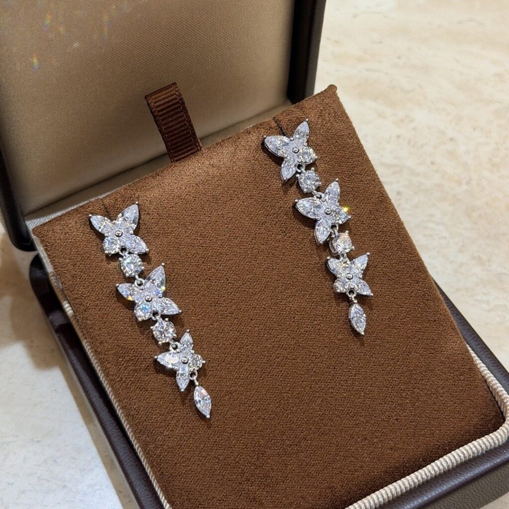 925 Sterling Silver Flower Marquise Stone Stud Earrings Wholesale