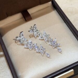 925 Sterling Silver Flower Marquise Stone Stud Earrings Lifestyle View