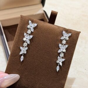 925 Sterling Silver Flower Marquise Stone Stud Earrings Packaging View