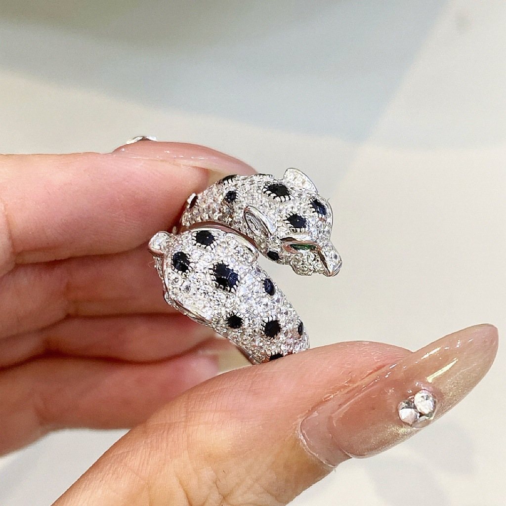 925 Sterling Silver Full Body Double Leopard Ring Wholesale 925 Sterling Silver Full Body Double Leopard Ring Wholesale