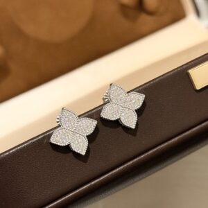 925 Sterling Silver Full Pave Clover Stud Earrings Lifestyle View