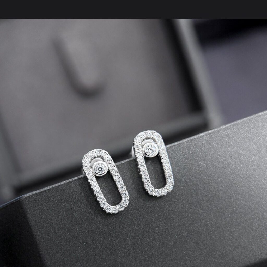 925 Sterling Silver Full Pave Single Stone Sliding Stud Earrings Wholesale