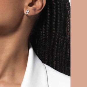 925 Sterling Silver Full Pave Single Stone Sliding Stud Earrings Detail