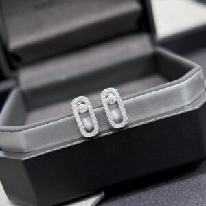925 Sterling Silver Full Pave Single Stone Sliding Stud Earrings Jewelry Display