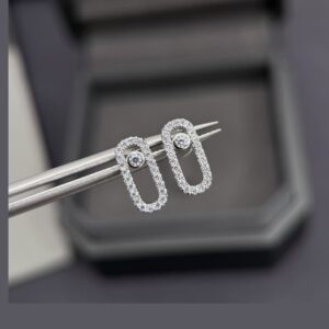 925 Sterling Silver Full Pave Single Stone Sliding Stud Earrings Packaging View