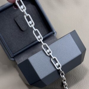 925 Sterling Silver Full Pave Sliding Stone Bracelet Jewelry Display