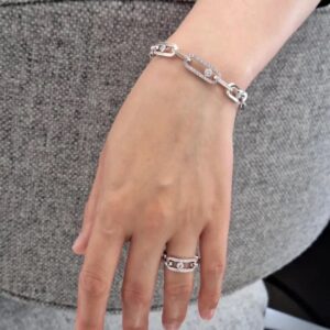 925 Sterling Silver Full Pave Sliding Stone Bracelet Lifestyle View