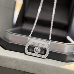 925 Sterling Silver Full Pave Sliding Stone Necklace Lifestyle View