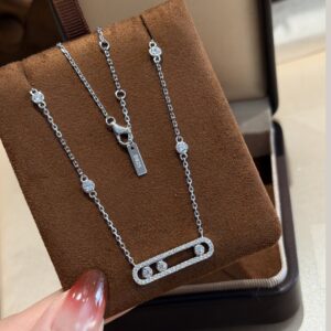 925 Sterling Silver Full Pave Three Stone Sliding Necklace Wholesale