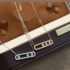925 Sterling Silver Full Pave Three Stone Sliding Necklace Lifestyle View