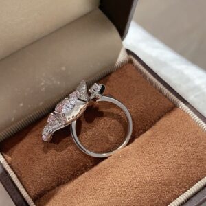 925 Sterling Silver Garden Motif Pave Ring Close Up