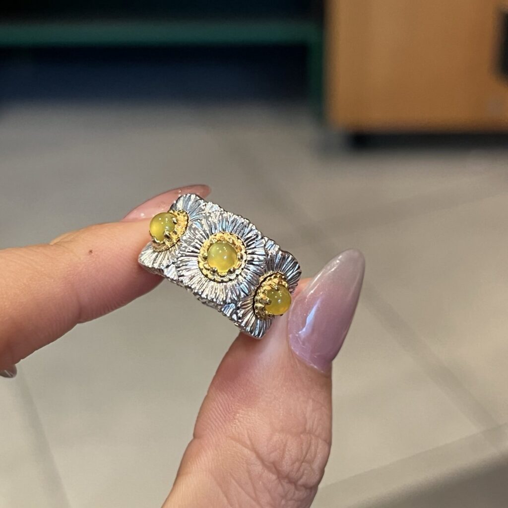 925 Sterling Silver Gemstone Textured Statement Ring Wholesale