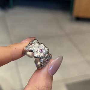 925 Sterling Silver Gemstone Textured Statement Ring Jewelry Display
