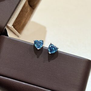 925 Sterling Silver Heart Blue Stone Stud Earrings Packaging View