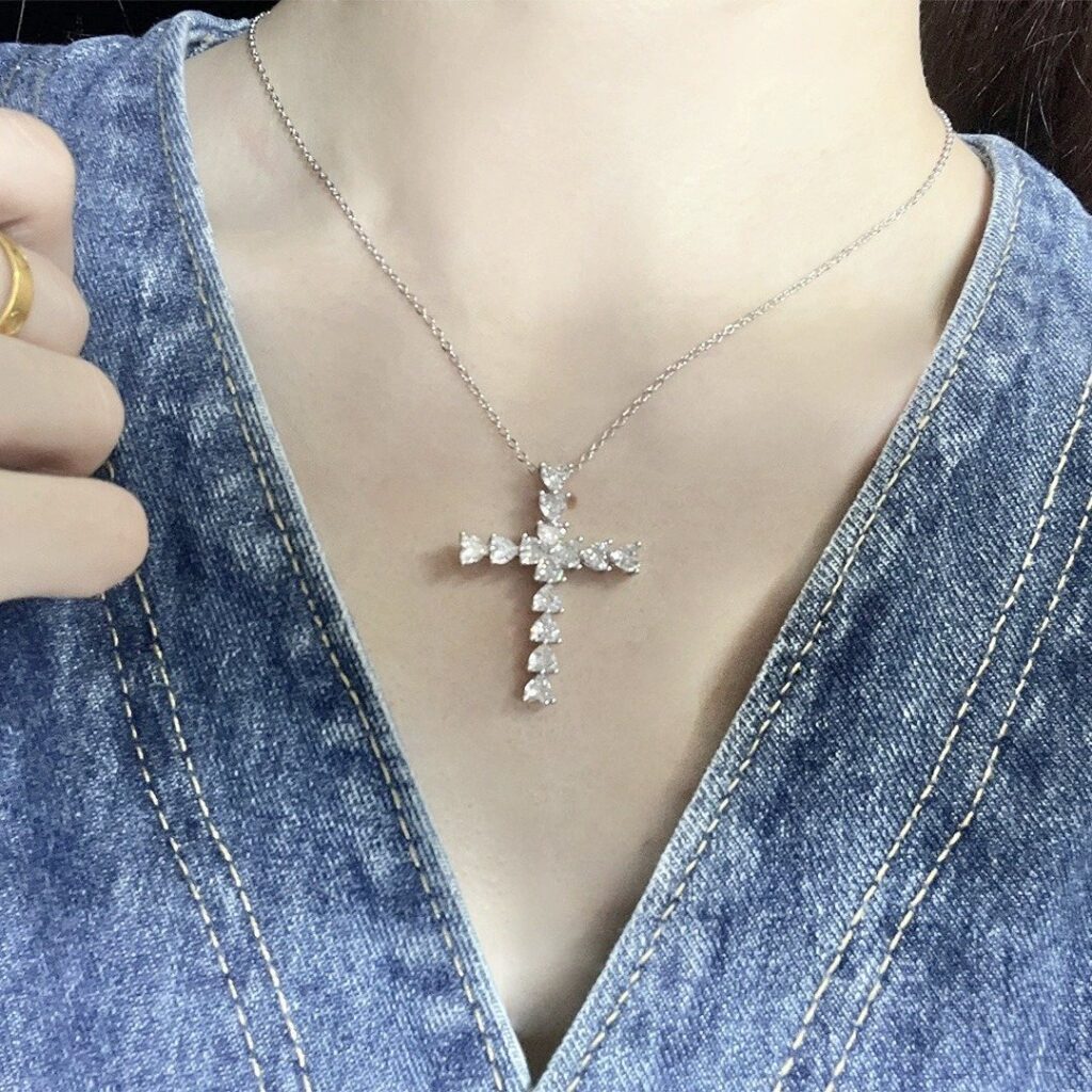 925 Sterling Silver Heart Cross Necklace Wholesale