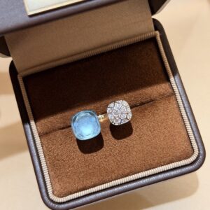 925 Sterling Silver Honeycomb Blue Stone Open Ring Wholesale