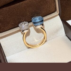 925 Sterling Silver Honeycomb Blue Stone Open Ring Detail