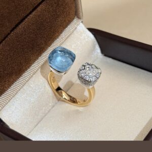 925 Sterling Silver Honeycomb Blue Stone Open Ring Lifestyle View