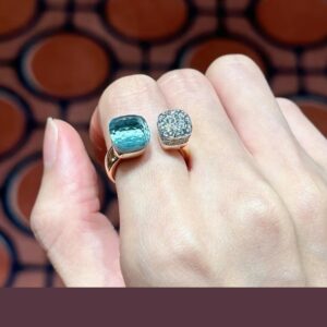 925 Sterling Silver Honeycomb Blue Stone Open Ring Packaging View