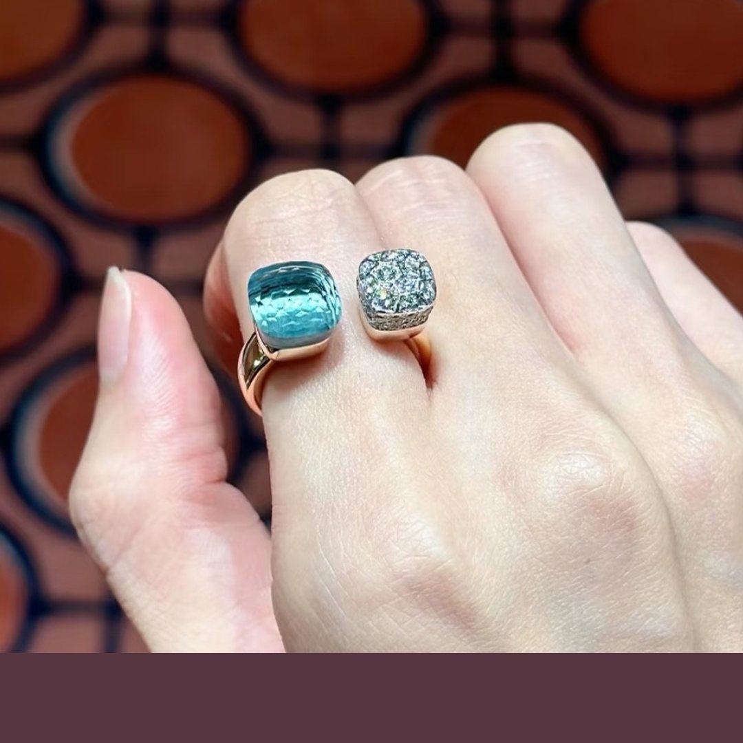 925 Sterling Silver Honeycomb Blue Stone Open Ring 925 Sterling Silver Honeycomb Blue Stone Open Ring
