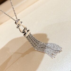 925 Sterling Silver Horsebit Tassel Necklace Lifestyle View