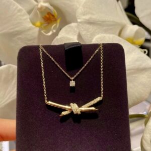 925 Sterling Silver Knot Bow Necklace Jewelry Display