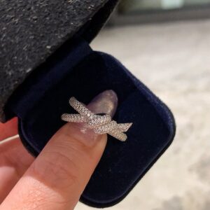 925 Sterling Silver Knot Pave Ring Jewelry Display