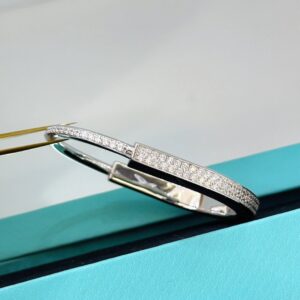 925 Sterling Silver Lock Pave Bangle Lifestyle View