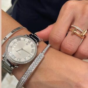 925 Sterling Silver Lock Pave Bangle Packaging View
