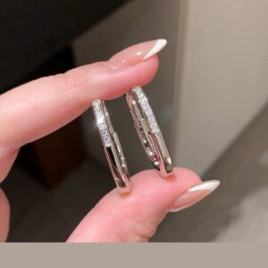 925 Sterling Silver Lock Stud Earrings Close Up