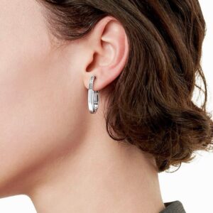 925 Sterling Silver Lock Stud Earrings Lifestyle View