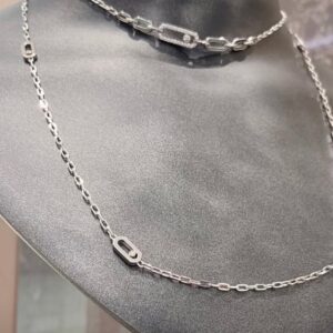 925 Sterling Silver Long Single Stone Sliding Necklace Close Up