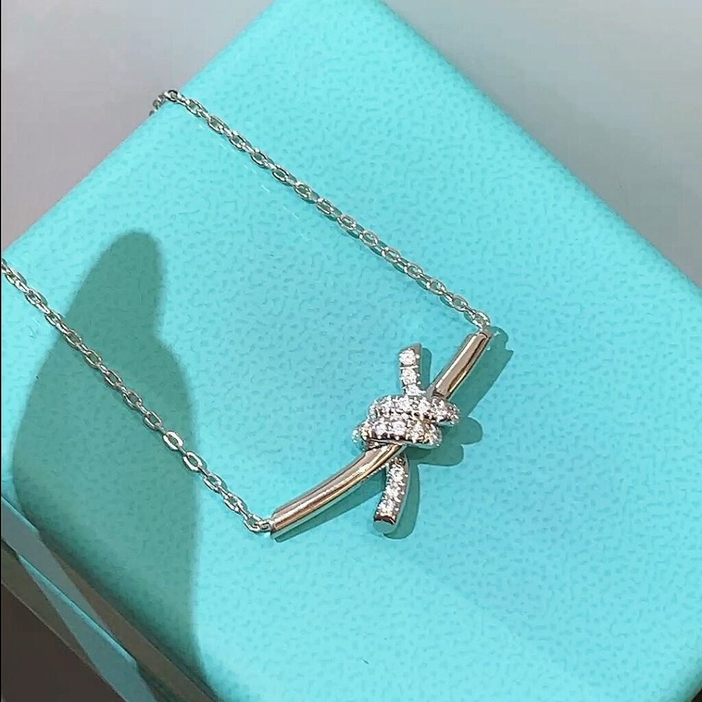 925 Sterling Silver Mini Knot Pave Necklace Wholesale