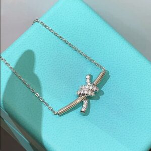 925 Sterling Silver Mini Knot Pave Necklace Wholesale