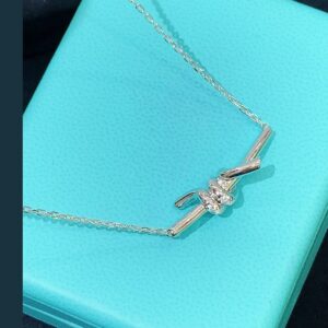 925 Sterling Silver Mini Knot Pave Necklace Jewelry Display