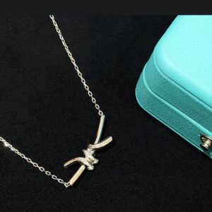 925 Sterling Silver Mini Knot Pave Necklace Lifestyle View