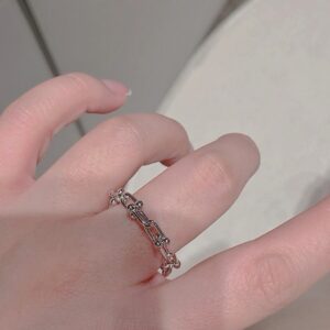 925 Sterling Silver Mini Link Ring Detail