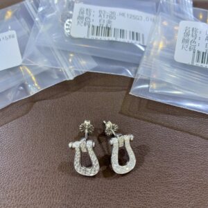925 Sterling Silver Mini Pave Horsebit Stud Earrings Wholesale