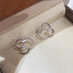 925 Sterling Silver Mini Pave Stud Earrings Lifestyle View