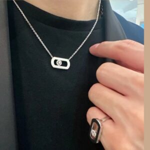 925 Sterling Silver Minimal Single Stone Sliding Necklace Detail