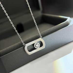 925 Sterling Silver Minimal Single Stone Sliding Necklace Lifestyle View