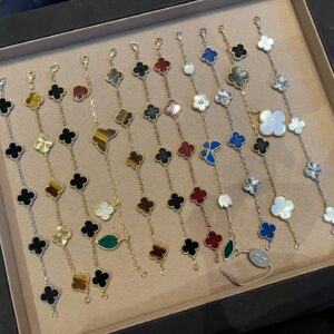 925 Sterling Silver Mixed Color Clover Bracelet Wholesale