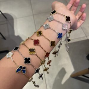925 Sterling Silver Mixed Color Clover Bracelet Lifestyle View