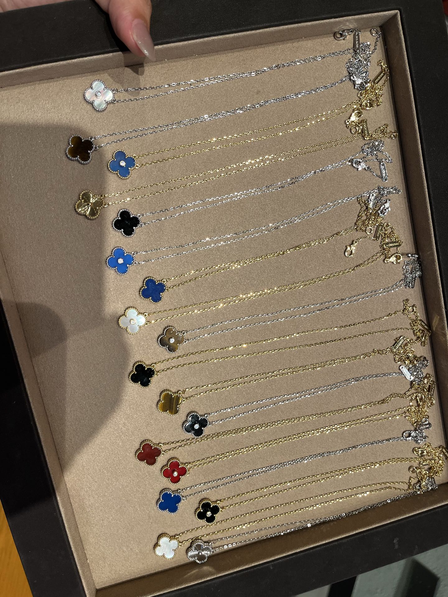 925 Sterling Silver Mixed Color Clover Necklace Wholesale 925 Sterling Silver Mixed Color Clover Necklace Wholesale