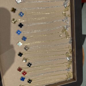 925 Sterling Silver Mixed Color Clover Necklace Lifestyle View